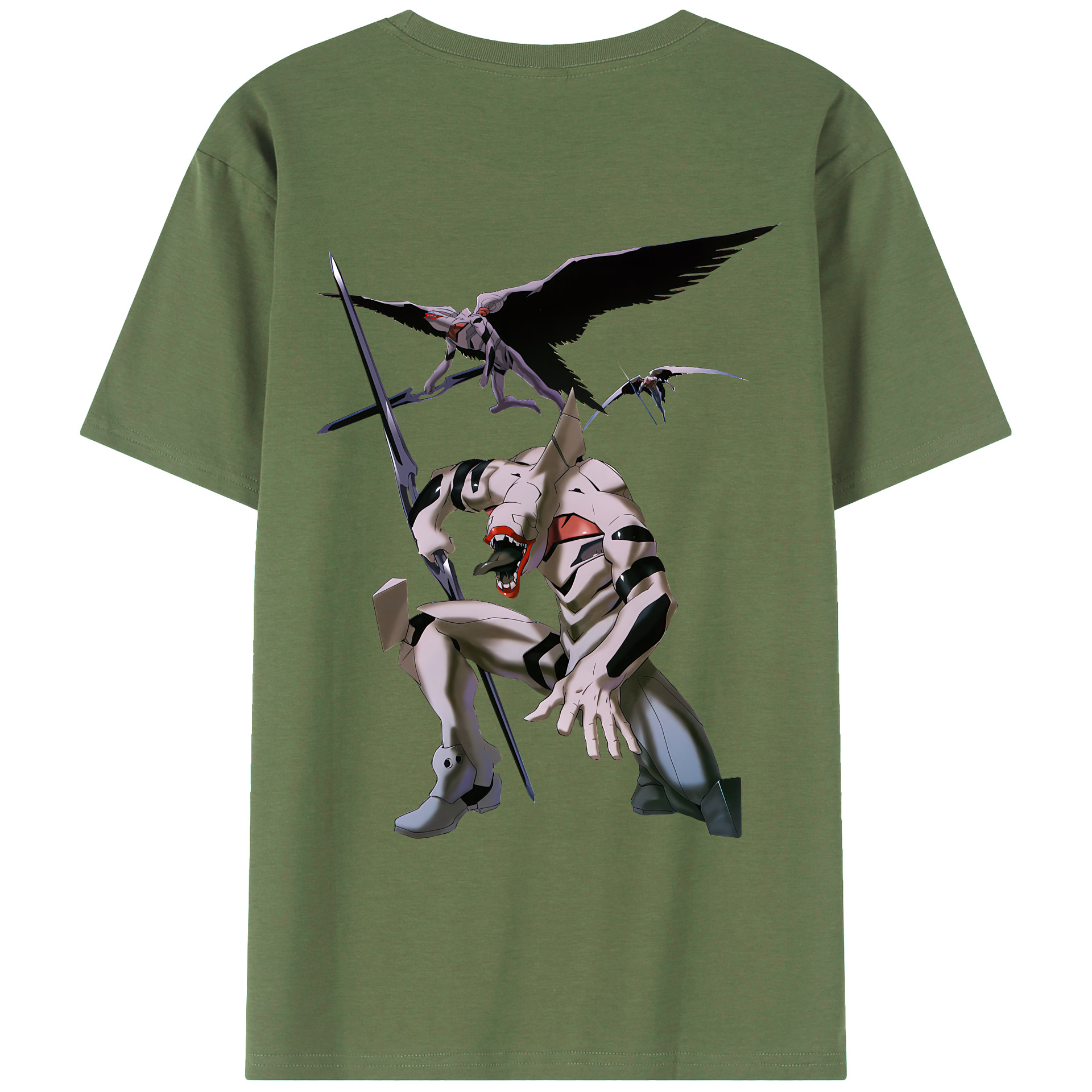（画像用） EVA 新世紀エヴァンゲリオン 綿100％ メンズ半袖Tシャツ（バックプリント） 通気性